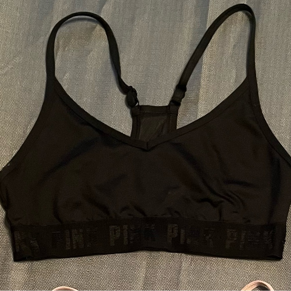PINK black sports bra